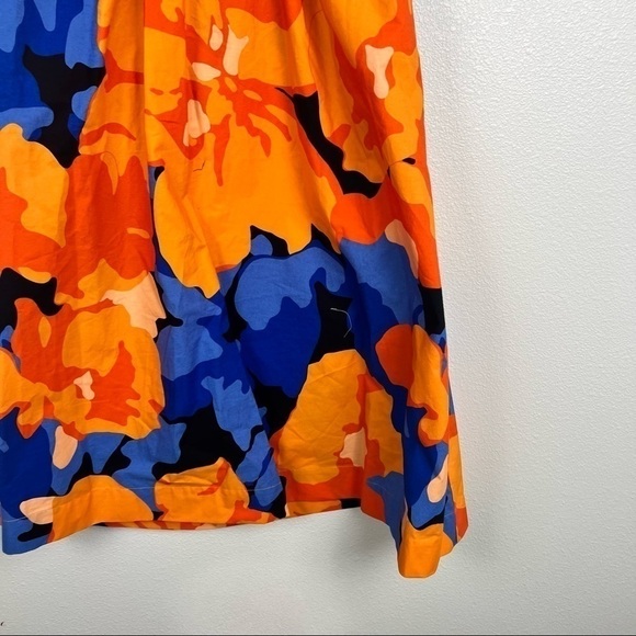 TABITHA Brown Target Puff Sleeve Tie Back Floral Midi Dress Blue Orange NWT - Picture 6 of 10